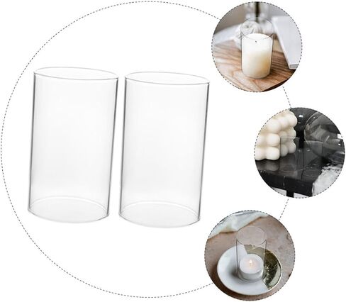 2pcs Glass Candle Covers for Pillar Candles Windproof Decorative Holders for Home in Saudi Arabia