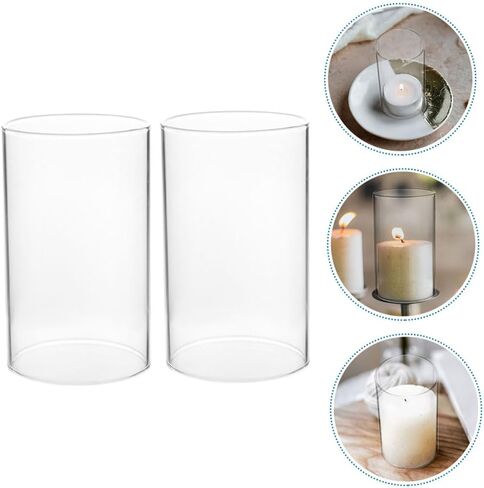 2pcs Glass Candle Covers for Pillar Candles Windproof Decorative Holders for Home in Saudi Arabia