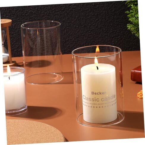 Vaguelly 2pcs Decorative Glass Candleholder Tube Shade Glass Candle Cover Candleholder Open Flame Chimney Tube in Saudi Arabia