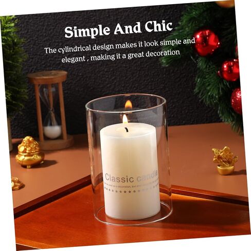 Vaguelly 2pcs Decorative Glass Candleholder Tube Shade Glass Candle Cover Candleholder Open Flame Chimney Tube in Saudi Arabia