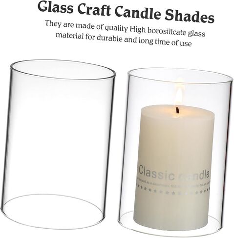 Vaguelly 2pcs Decorative Glass Candleholder Tube Shade Glass Candle Cover Candleholder Open Flame Chimney Tube in Saudi Arabia