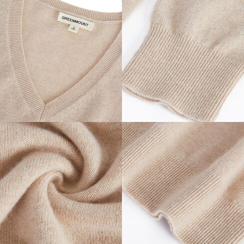 GreenMount Women's V Neck Sweater 100% Pure Cashmere Essential Long Sleeve Pullover Warm Soft Sweater for Women in Saudi Arabia