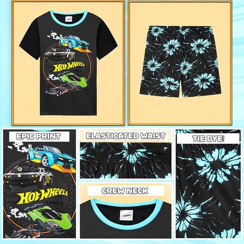 Hot Wheels Clothing Set for Boys with 2 Piece T Shirt and Shorts Matching Clothes Set Race Car Gifts for Boys in Saudi Arabia