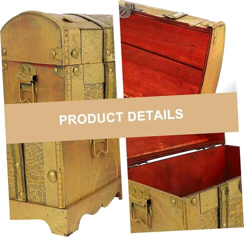 Cabilock Distressed Pirate Treasure Box Vintage Jewelry Storage Chest with Lock for Adults Creative Cosplay Prop Wooden Design for Jewelry Bracelets More in Saudi Arabia