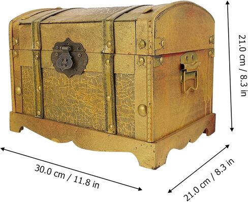 Cabilock Distressed Pirate Treasure Box Vintage Jewelry Storage Chest with Lock for Adults Creative Cosplay Prop Wooden Design for Jewelry Bracelets More in Saudi Arabia