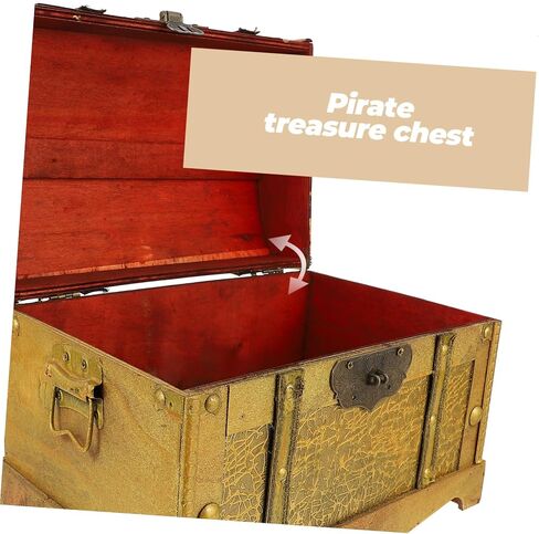 Cabilock Distressed Pirate Treasure Box Vintage Jewelry Storage Chest with Lock for Adults Creative Cosplay Prop Wooden Design for Jewelry Bracelets More in Saudi Arabia