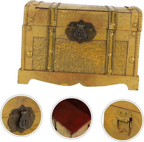 Cabilock Distressed Pirate Treasure Box Vintage Jewelry Storage Chest with Lock for Adults Creative Cosplay Prop Wooden Design for Jewelry Bracelets More in Saudi Arabia