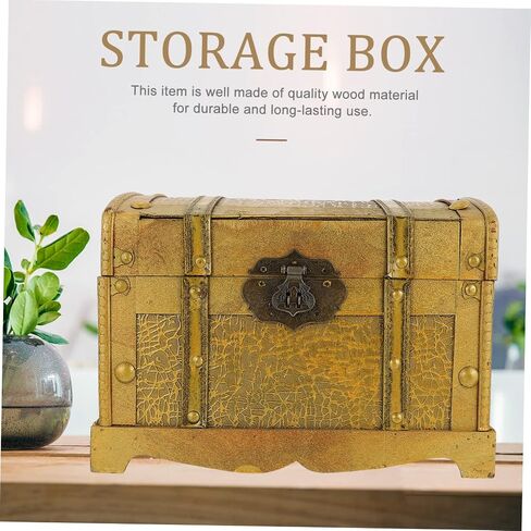 Cabilock Distressed Pirate Treasure Box Vintage Jewelry Storage Chest with Lock for Adults Creative Cosplay Prop Wooden Design for Jewelry Bracelets More in Saudi Arabia