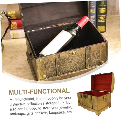 Cabilock Distressed Pirate Treasure Box Vintage Jewelry Storage Chest with Lock for Adults Creative Cosplay Prop Wooden Design for Jewelry Bracelets More in Saudi Arabia