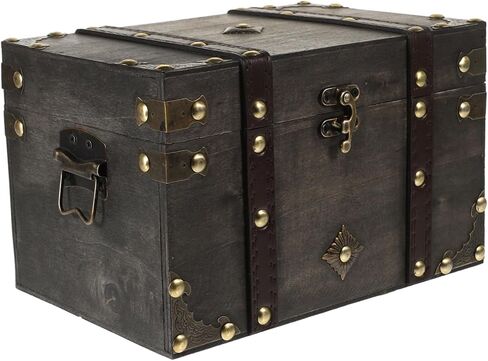 Healifty Retro Pirate Treasure Box Vintage Jewelry Storage Case Trinket Organizer Decorative Wooden Box for Home Office in Saudi Arabia