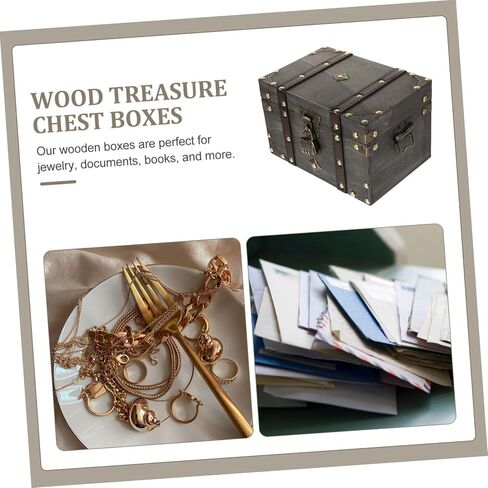 Healifty Retro Pirate Treasure Box Vintage Jewelry Storage Case Trinket Organizer Decorative Wooden Box for Home Office in Saudi Arabia