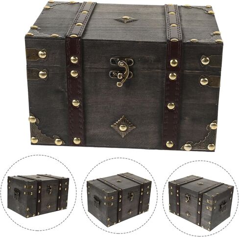 Healifty Retro Pirate Treasure Box Vintage Jewelry Storage Case Trinket Organizer Decorative Wooden Box for Home Office in Saudi Arabia