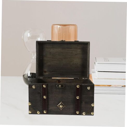 Healifty Retro Pirate Treasure Box Vintage Jewelry Storage Case Trinket Organizer Decorative Wooden Box for Home Office in Saudi Arabia