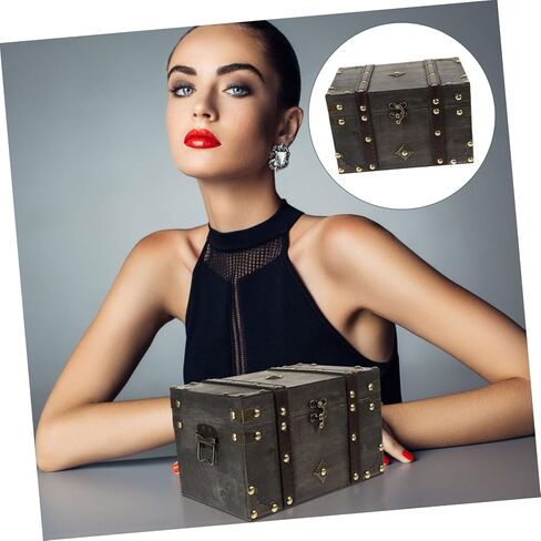 Healifty Retro Pirate Treasure Box Vintage Jewelry Storage Case Trinket Organizer Decorative Wooden Box for Home Office in Saudi Arabia