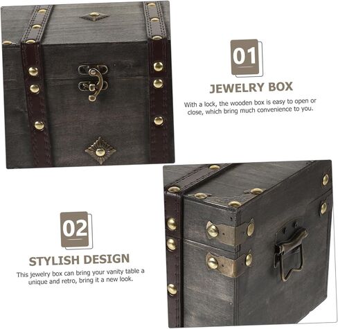 Healifty Retro Pirate Treasure Box Vintage Jewelry Storage Case Trinket Organizer Decorative Wooden Box for Home Office in Saudi Arabia