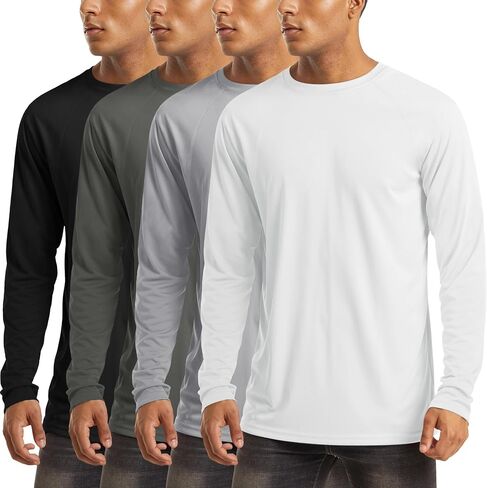 MAGCOMSEN 4 Pack Men's Shirts Long Sleeve Sun Protection UPF 50+ UV SPF Dry Fit T-Shirts for Workout Athletic in Saudi Arabia
