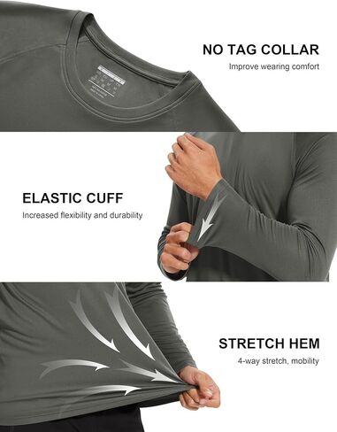 MAGCOMSEN 4 Pack Men's Shirts Long Sleeve Sun Protection UPF 50+ UV SPF Dry Fit T-Shirts for Workout Athletic in Saudi Arabia