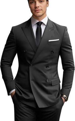 Men's Suit 2 Piece Suits Double Breasted Men Slim Fit Suit Blazer Pants Set Wedding Prom Tuxedos in Saudi Arabia