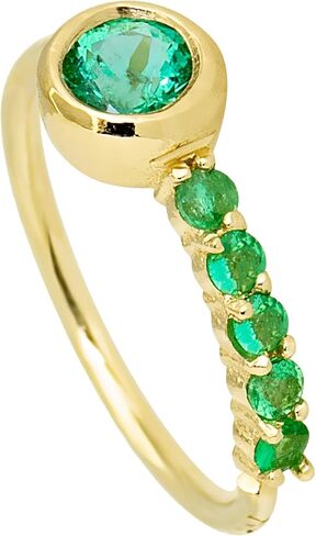 20G 14K Gold Emerald Nose Hoop Ring Twist-open 5/16"(8mm) Nose Ring, Bezel & Prong set Emerald May Birthstone Hoop Unisex in Saudi Arabia
