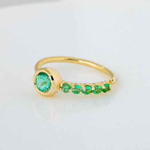 20G 14K Gold Emerald Nose Hoop Ring Twist-open 5/16"(8mm) Nose Ring, Bezel & Prong set Emerald May Birthstone Hoop Unisex in Saudi Arabia