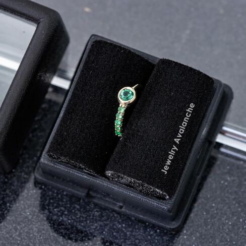 20G 14K Gold Emerald Nose Hoop Ring Twist-open 5/16"(8mm) Nose Ring, Bezel & Prong set Emerald May Birthstone Hoop Unisex in Saudi Arabia
