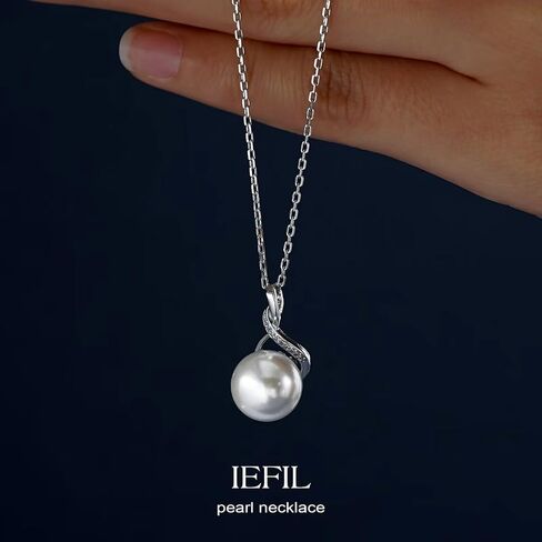 IEFIL 10-11mm Tahitian Black Pearl & Freshwater Pearl Necklace - S925 Sterling Silver Pearls Necklace ، Homies Anniversary Forming for Women زوجة صديقة أمي in Saudi Arabia