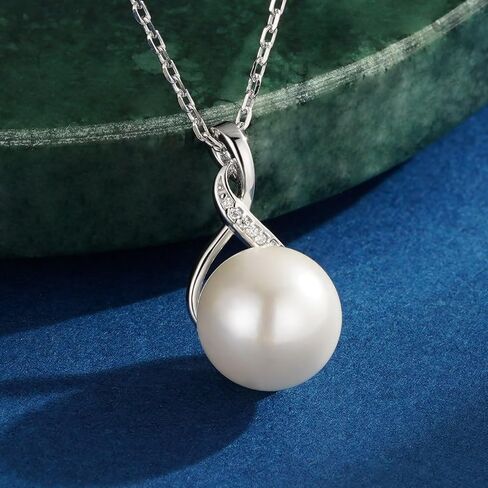 IEFIL 10-11mm Tahitian Black Pearl & Freshwater Pearl Necklace - S925 Sterling Silver Pearls Necklace ، Homies Anniversary Forming for Women زوجة صديقة أمي in Saudi Arabia