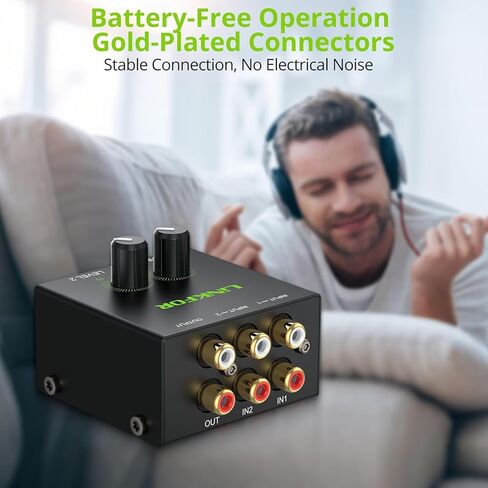 LiNKFOR 6 Channel Audio Mixer, Ultra-compact 6 Channel Bass Noise Line Stereo Audio Mixer for Small Clubs or Bars Microphones, Guitars, Bass, Keyboards and Stage Mixer in Kuwait