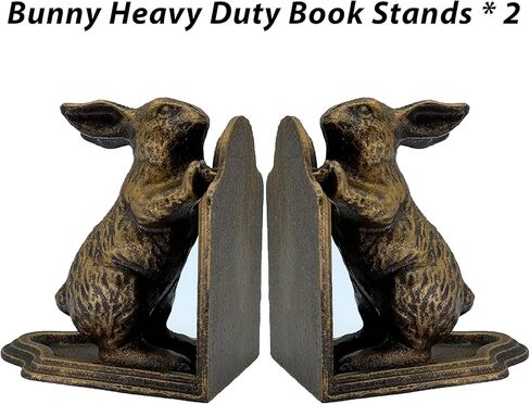 الكتب الزخرفية للجرف ، الحديد الزهر اللطيف رف الكتب ، Bunny Heavy Duty Book Decord عتيقة ديكور الجرف العتيقة لعشاق القراءة 2 PCS ، الذهب in Kuwait