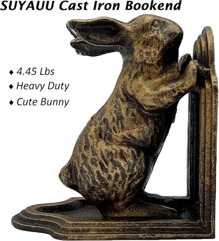 الكتب الزخرفية للجرف ، الحديد الزهر اللطيف رف الكتب ، Bunny Heavy Duty Book Decord عتيقة ديكور الجرف العتيقة لعشاق القراءة 2 PCS ، الذهب in Kuwait
