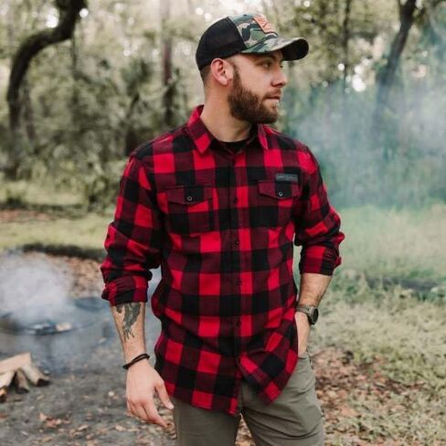 Grunt Style Plaid Flannel Men's Long Sleeve Shirt in Saudi Arabia