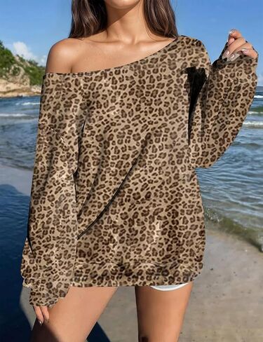 Ythomm Womens Camo Oversized Sweatshirts Off Shoulder Fleece Tops Long Sleeve Maple Leaf Print Fall Pullover Sweaters 2025 in Kuwait