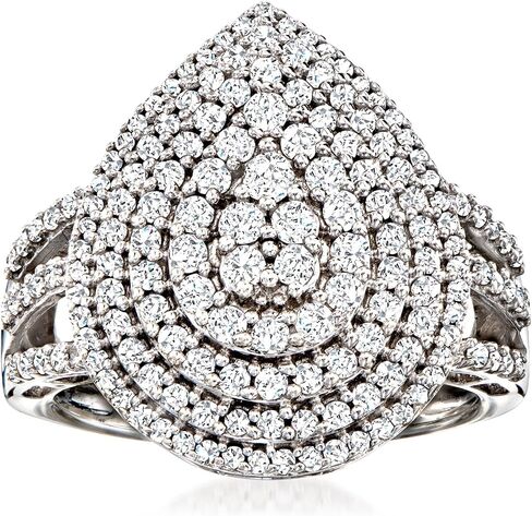 Ross-Simons 1.00 ct. t.w. Diamond Pear-Shaped Ring in Sterling Silver in Saudi Arabia