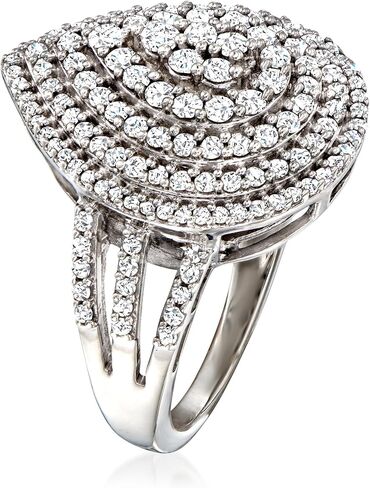 Ross-Simons 1.00 ct. t.w. Diamond Pear-Shaped Ring in Sterling Silver in Saudi Arabia