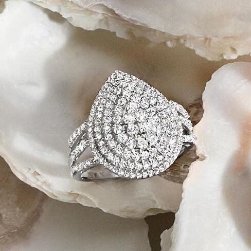 Ross-Simons 1.00 ct. t.w. Diamond Pear-Shaped Ring in Sterling Silver in Saudi Arabia