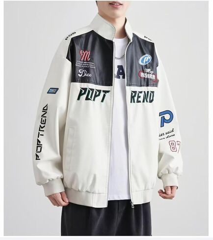 Leather Jacket Men Varsity Jacket for Woman Motorcycle Jacket Bomber Jacket Letterman Jacket Racing Oversized in Saudi Arabia