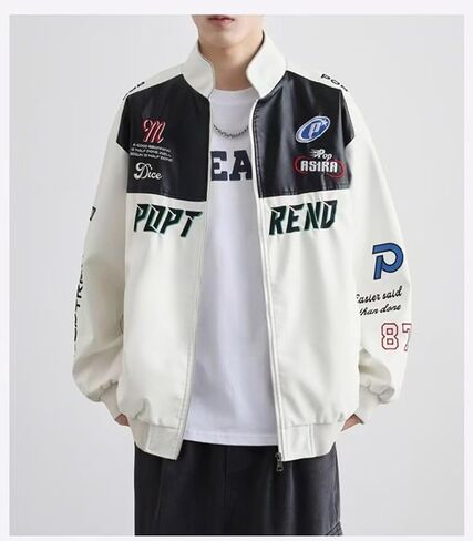 Leather Jacket Men Varsity Jacket for Woman Motorcycle Jacket Bomber Jacket Letterman Jacket Racing Oversized in Saudi Arabia
