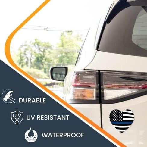 Magnet Me Up Blue Blue Line American Flag Heart Magnet Magnet ، 5 بوصات ، مغناطيس سيارات شاق للسيارات لسيارات الدفع الرباعي ، لدعم ضباط الشرطة وإنفاذ القانون ، المصنوع في الولايات المتحدة الأمريكية in Saudi Arabia