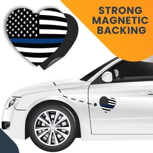 Magnet Me Up Blue Blue Line American Flag Heart Magnet Magnet ، 5 بوصات ، مغناطيس سيارات شاق للسيارات لسيارات الدفع الرباعي ، لدعم ضباط الشرطة وإنفاذ القانون ، المصنوع في الولايات المتحدة الأمريكية in Saudi Arabia