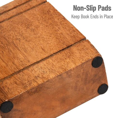 Mind Reader Rustic Wood Block Bookends, Natural Decorative Holders for Books and Magazines, Non-Slip Desk or Shelf Organizer, Set of 2, Brown in Saudi Arabia