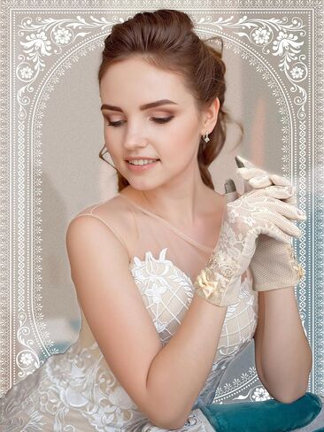 SATINIOR Lace Gloves Women Short Floral Fingerless Gloves for Halloween Cosplay Tea Party in Kuwait