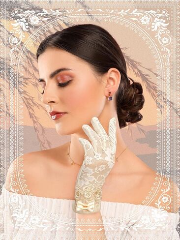 SATINIOR Lace Gloves Women Short Floral Fingerless Gloves for Halloween Cosplay Tea Party in Kuwait