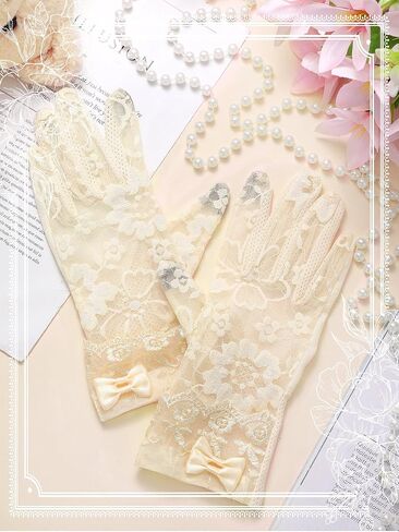 SATINIOR Lace Gloves Women Short Floral Fingerless Gloves for Halloween Cosplay Tea Party in Kuwait