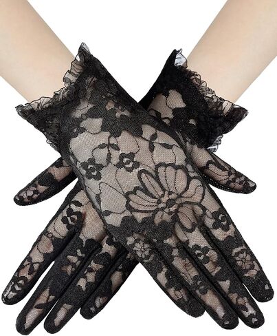 SATINIOR Lace Gloves Women Short Floral Fingerless Gloves for Halloween Cosplay Tea Party in Kuwait