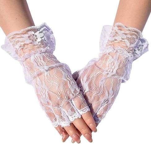 Olbye Black Lace Fingerless Gloves Floral Halloween Costume Gloves 80s Cosplay Glove Wedding Glove for Brides in Saudi Arabia