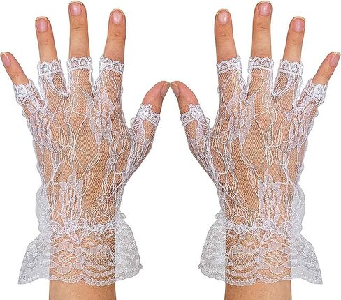 Olbye Black Lace Fingerless Gloves Floral Halloween Costume Gloves 80s Cosplay Glove Wedding Glove for Brides in Saudi Arabia