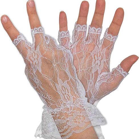 Olbye Black Lace Fingerless Gloves Floral Halloween Costume Gloves 80s Cosplay Glove Wedding Glove for Brides in Saudi Arabia