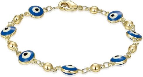 14K Gold Bohemian Bracelet for Women, Evil Eye Beaded Chain,Lucky Turkish Trendy Jewelry Gift in Kuwait