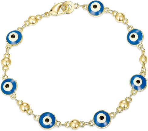 14K Gold Bohemian Bracelet for Women, Evil Eye Beaded Chain,Lucky Turkish Trendy Jewelry Gift in Kuwait