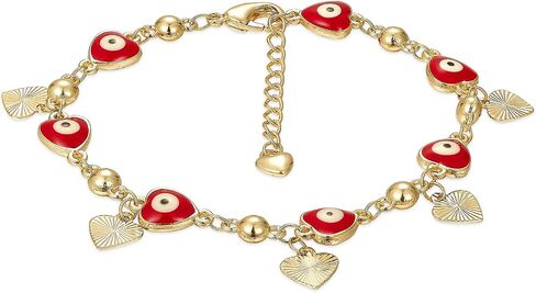 14K Gold Bohemian Bracelet for Women, Evil Eye Beaded Chain,Lucky Turkish Trendy Jewelry Gift in Kuwait